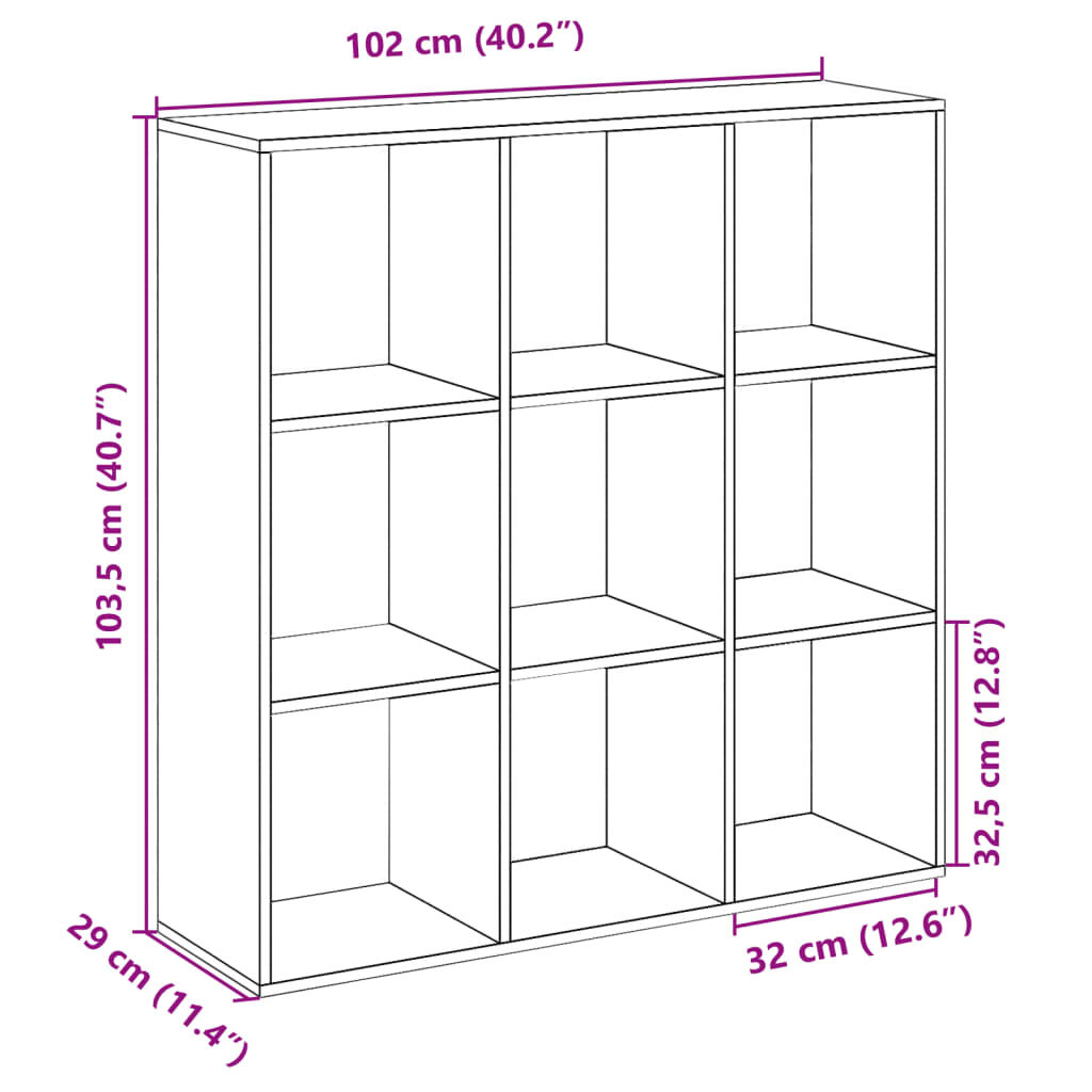 vidaXL Βιβλιοθήκη/Διαχωριστικό Χώρου Γκρι 102x29x103,5 εκ. Επεξ. Ξύλο