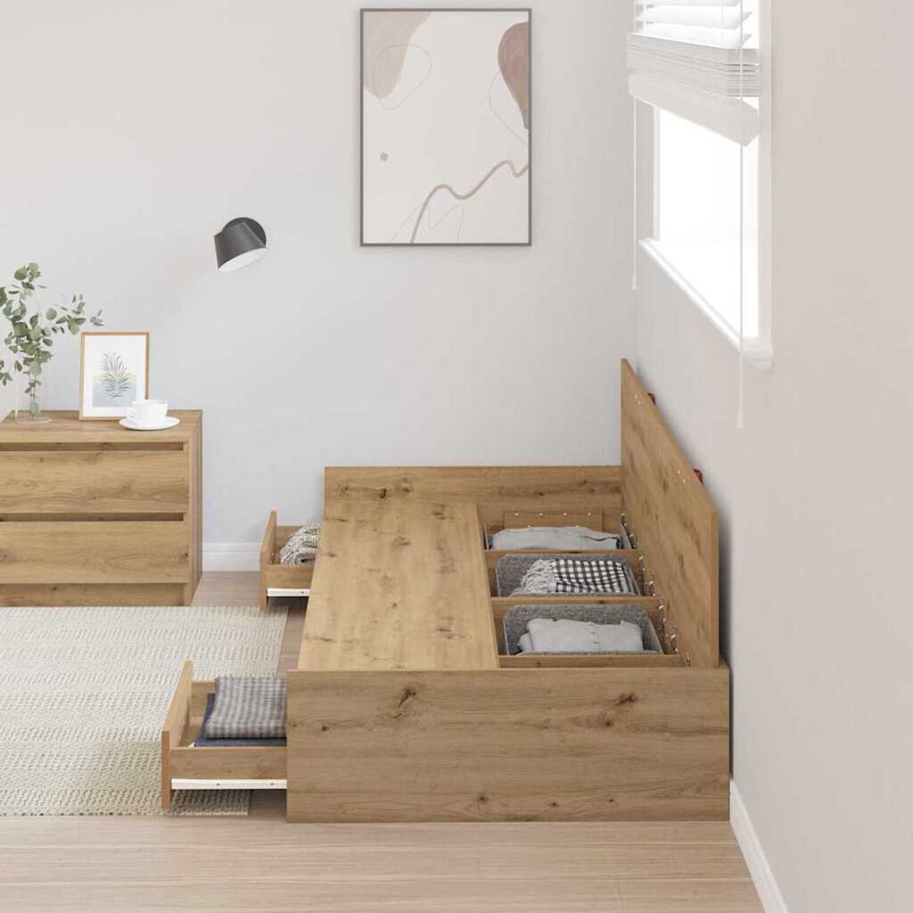 Κρεβάτι με αποθηκευτικό χώρο με κεφαλάρι Artisan Oak 75 x 190 cm