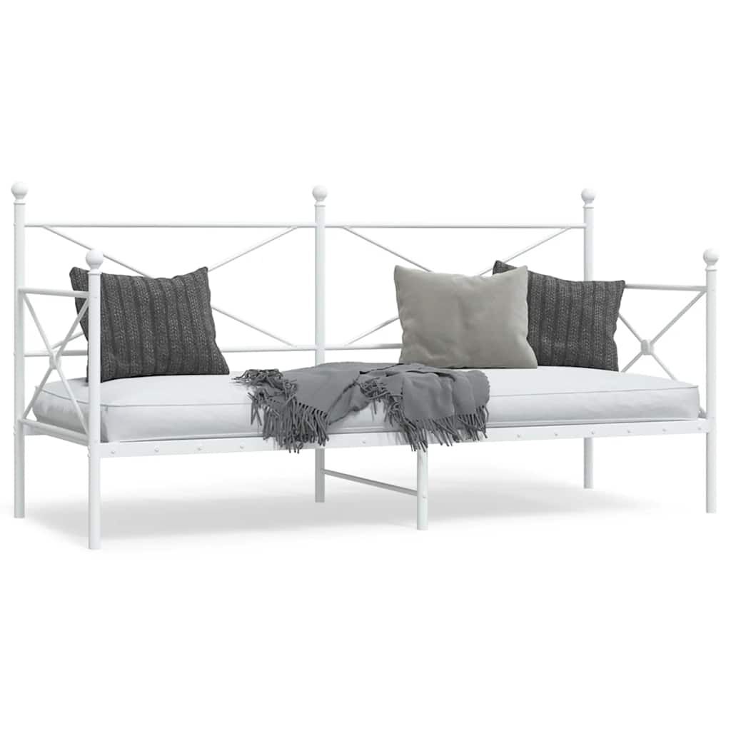 vidaXL Κρεβάτι ημέρας χωρίς στρώμα Λευκό 90x200 cm Ατσάλι