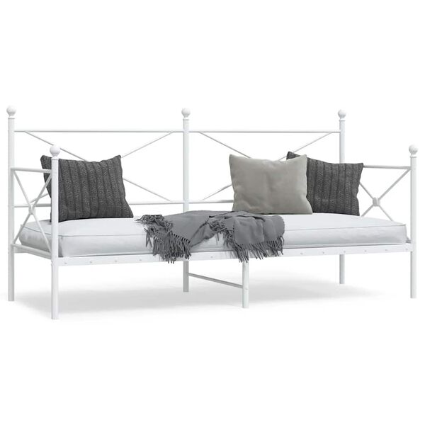 vidaXL Κρεβάτι ημέρας χωρίς στρώμα Λευκό 90x200 cm Ατσάλι
