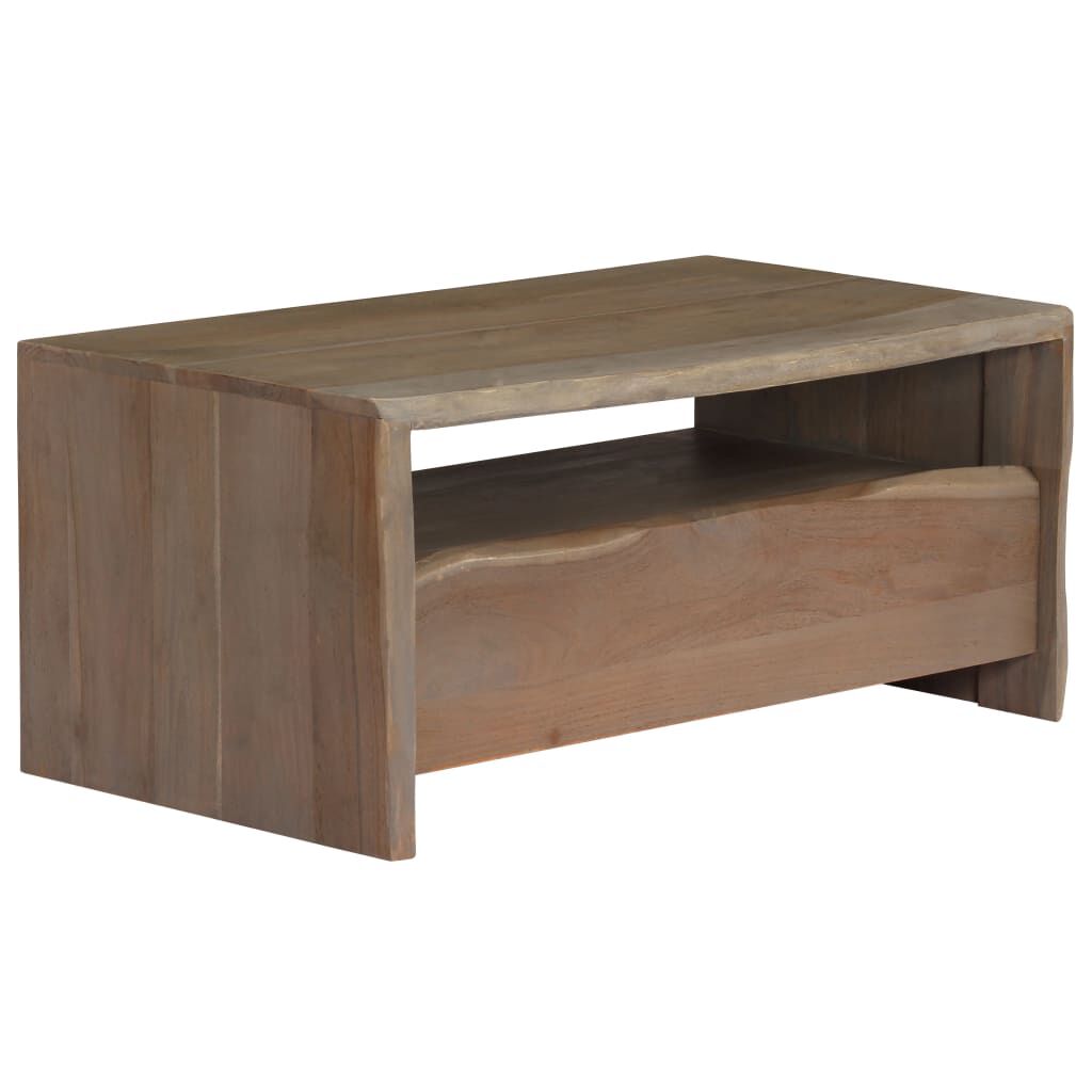 vidaXL Τραπέζι Σαλονιού Live Edge Γκρι 90x50x40 εκ. Μασίφ Ξύλο Ακακίας