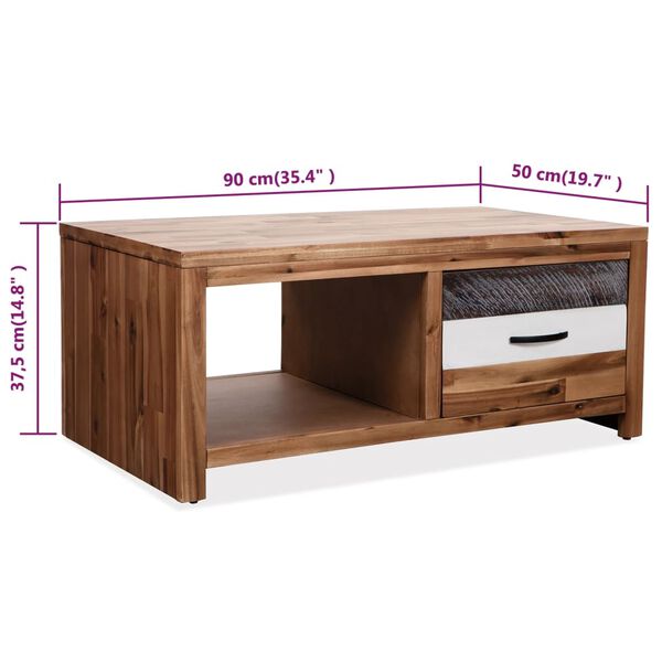 vidaXL Τραπεζάκι Σαλονιού 90 x 50 x 37,5 εκ. από Μασίφ Ξύλο Ακακίας