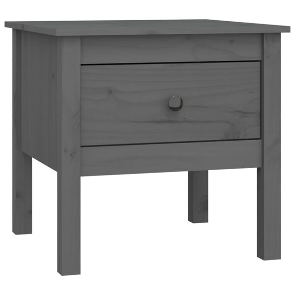 vidaXL Βοηθητικό Τραπέζι Γκρι 50x50x49 εκ. από Μασίφ Ξύλο Πεύκου