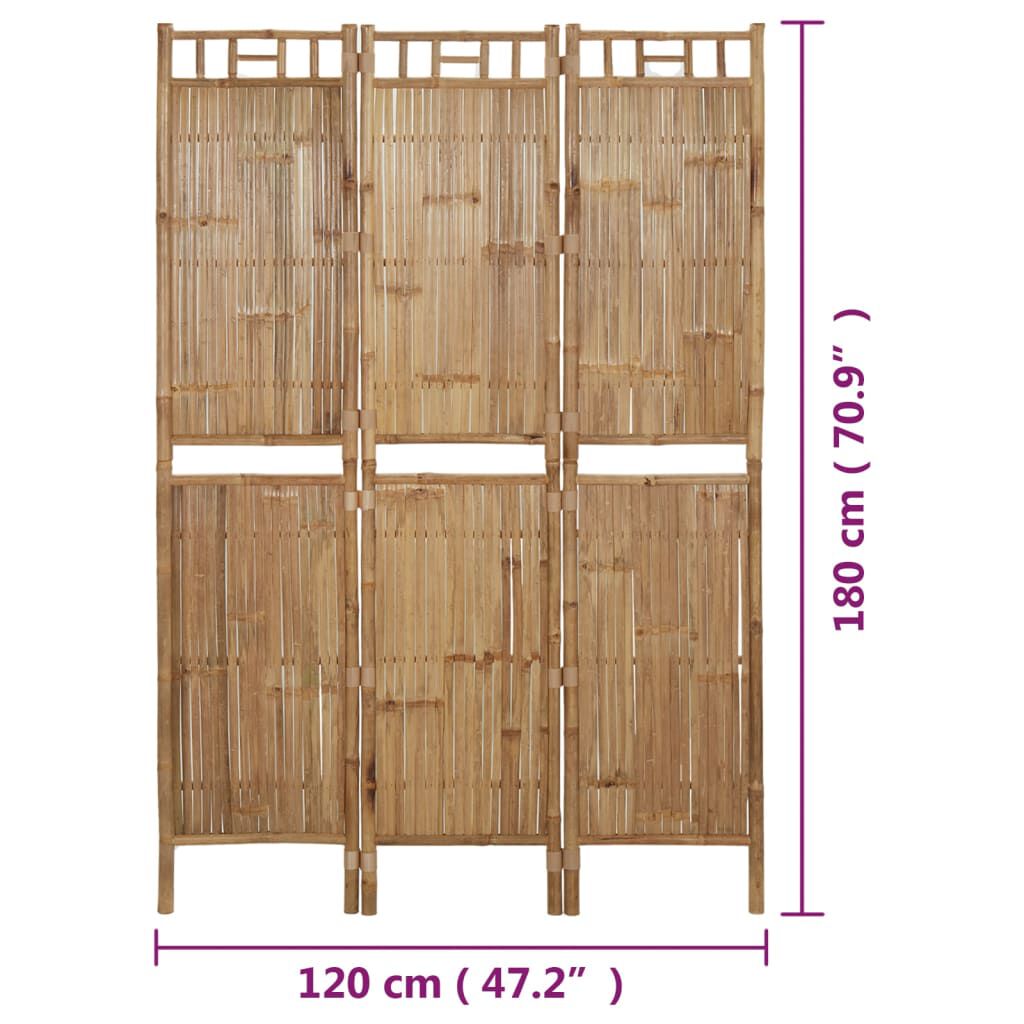 vidaXL Διαχωριστικό Δωματίου με 3 Πάνελ 120 x 180 εκ. από Μπαμπού