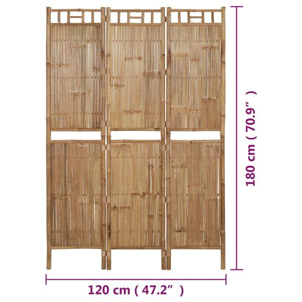 vidaXL Διαχωριστικό Δωματίου με 3 Πάνελ 120 x 180 εκ. από Μπαμπού