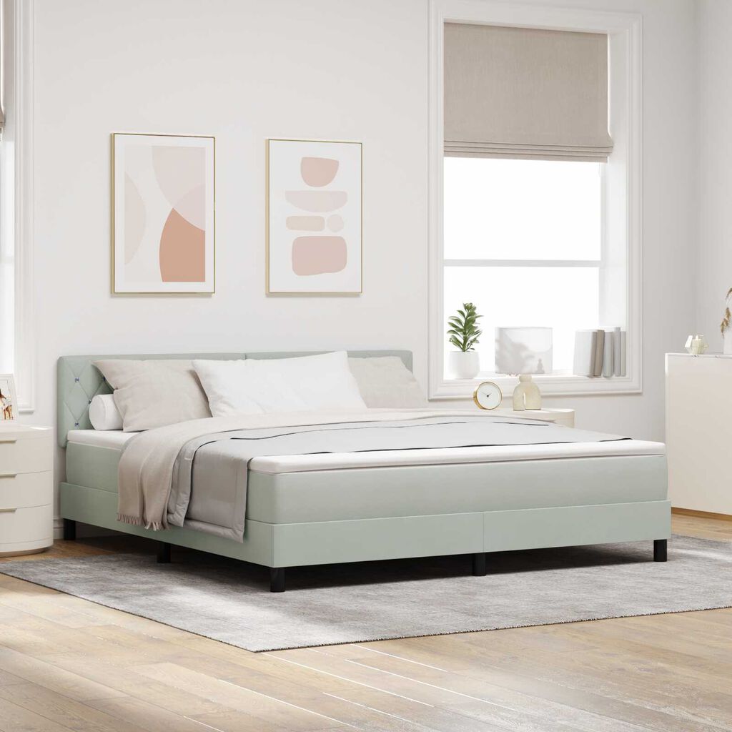 vidaXL Κρεβάτι Box Spring με στρώμα & LED Φωτισμός Γκρι Ανοιχτό 180x200 εκ Βελούδο