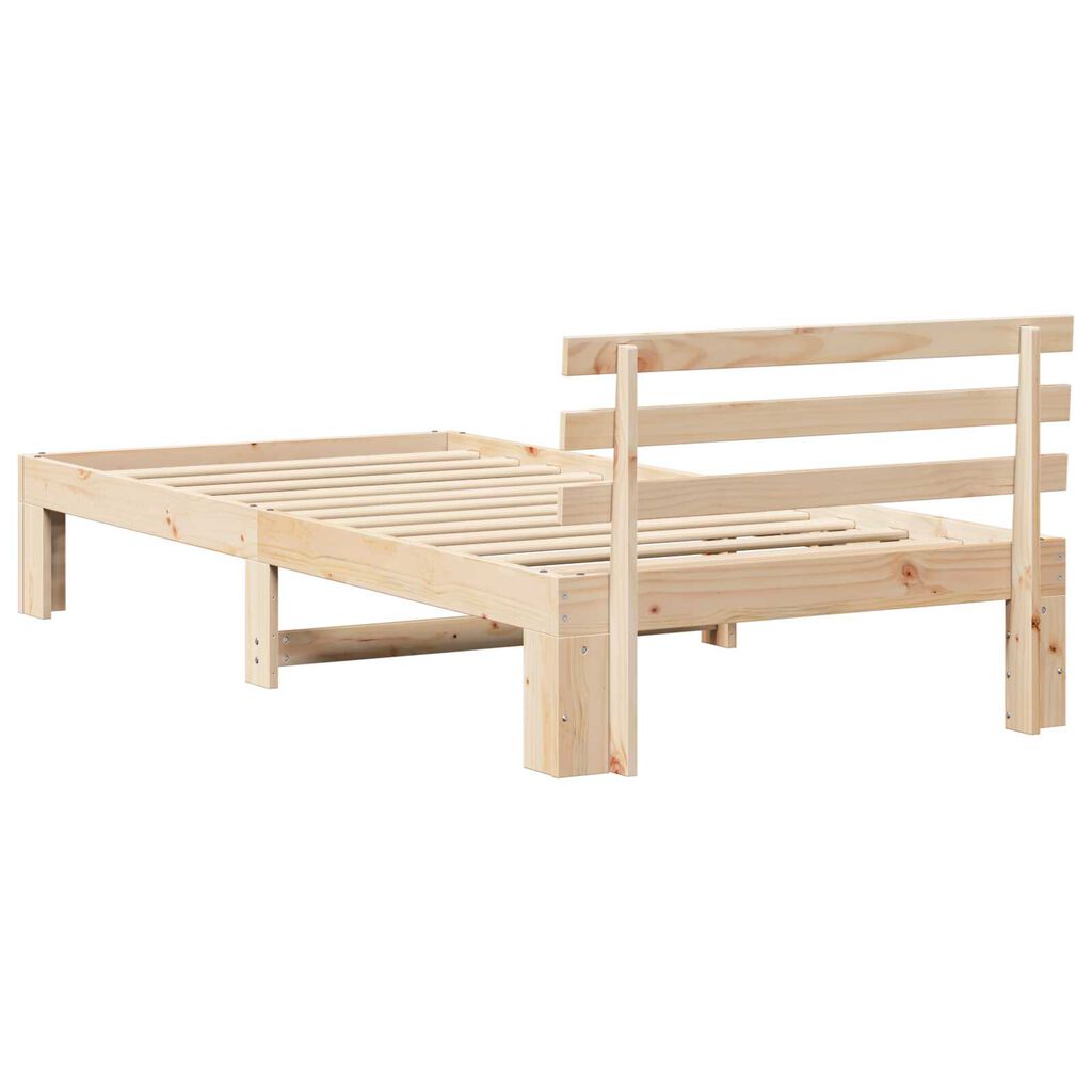vidaXL Κρεβάτι Ξύλου Πεύκου Φυσικό Ξύλο 75 x 190 cm Κρεβάτι Ορθογώνιο