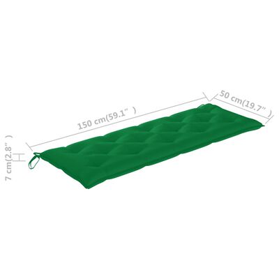 vidaXL Μαξιλάρι για Παγκάκι Κήπου Πράσινο 150x50x7 εκ. Υφασμάτινο