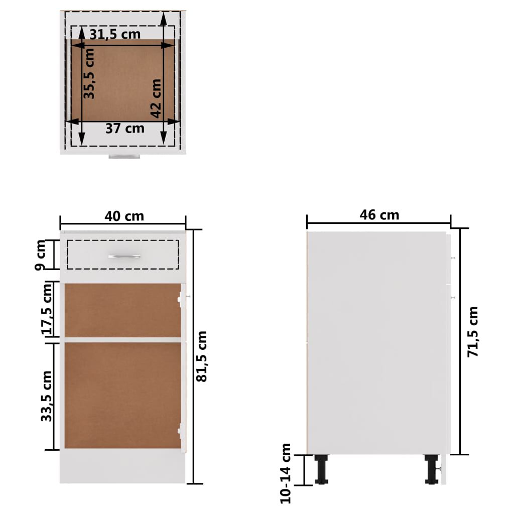 vidaXL Ντουλάπι με Συρτάρι Lyon Γυαλιστερό Λευκό 40x46x81,5εκ.