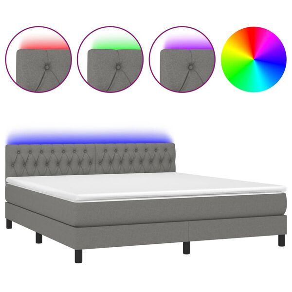 vidaXL &Kappa;&rho;&epsilon;&beta;ά&tau;&iota; Boxspring &mu;&epsilon; &Sigma;&tau;&rho;ώ&mu;&alpha; & LED &Sigma;&kappa;.&Gamma;&kappa;&rho;&iota; 180x200 &epsilon;&kappa; &Upsilon;&phi;&alpha;&sigma;&mu;ά&tau;&iota;&nu;&omicron;