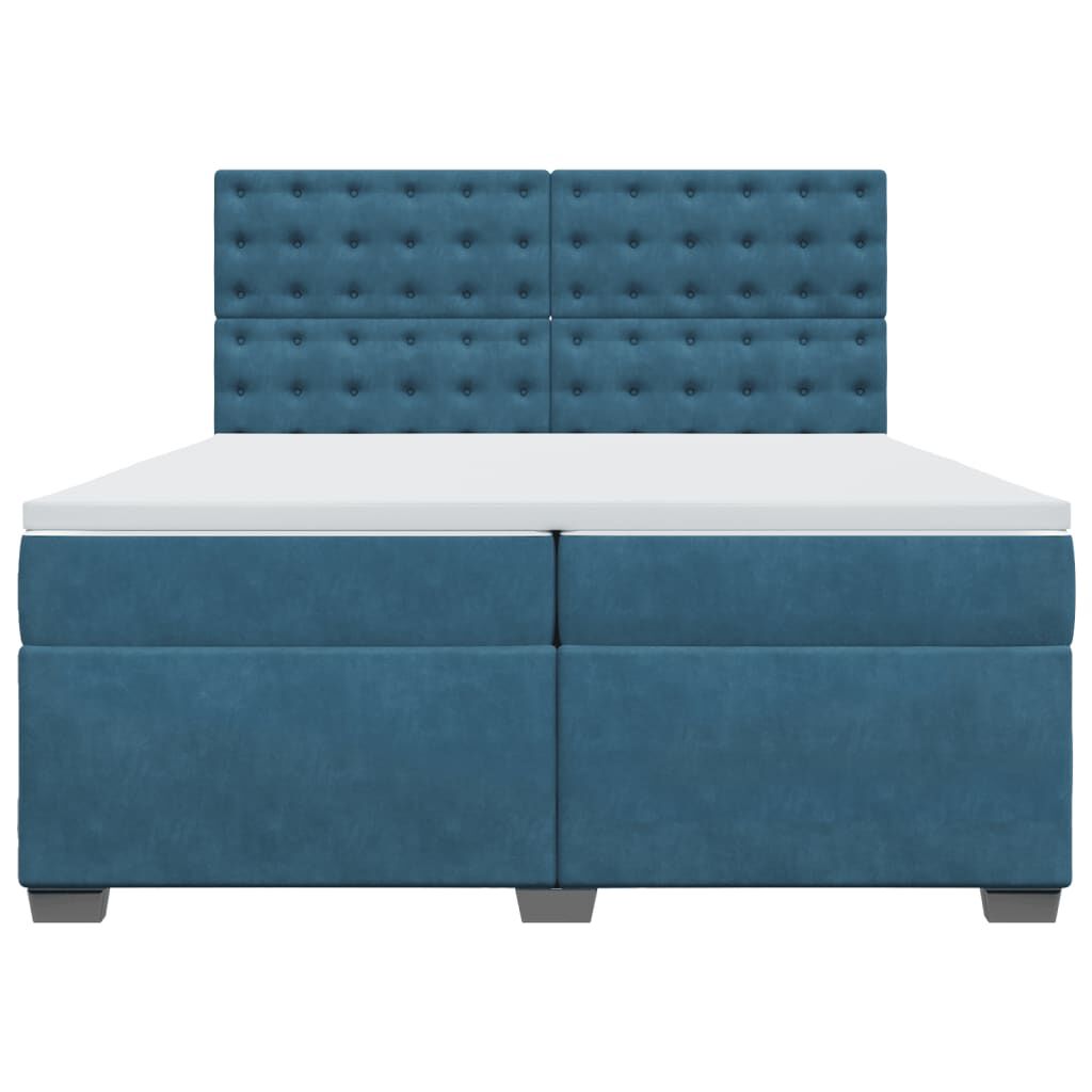 vidaXL Κρεβάτι Boxspring με Στρώμα Μπλε 200x200 εκ. Βελούδινο