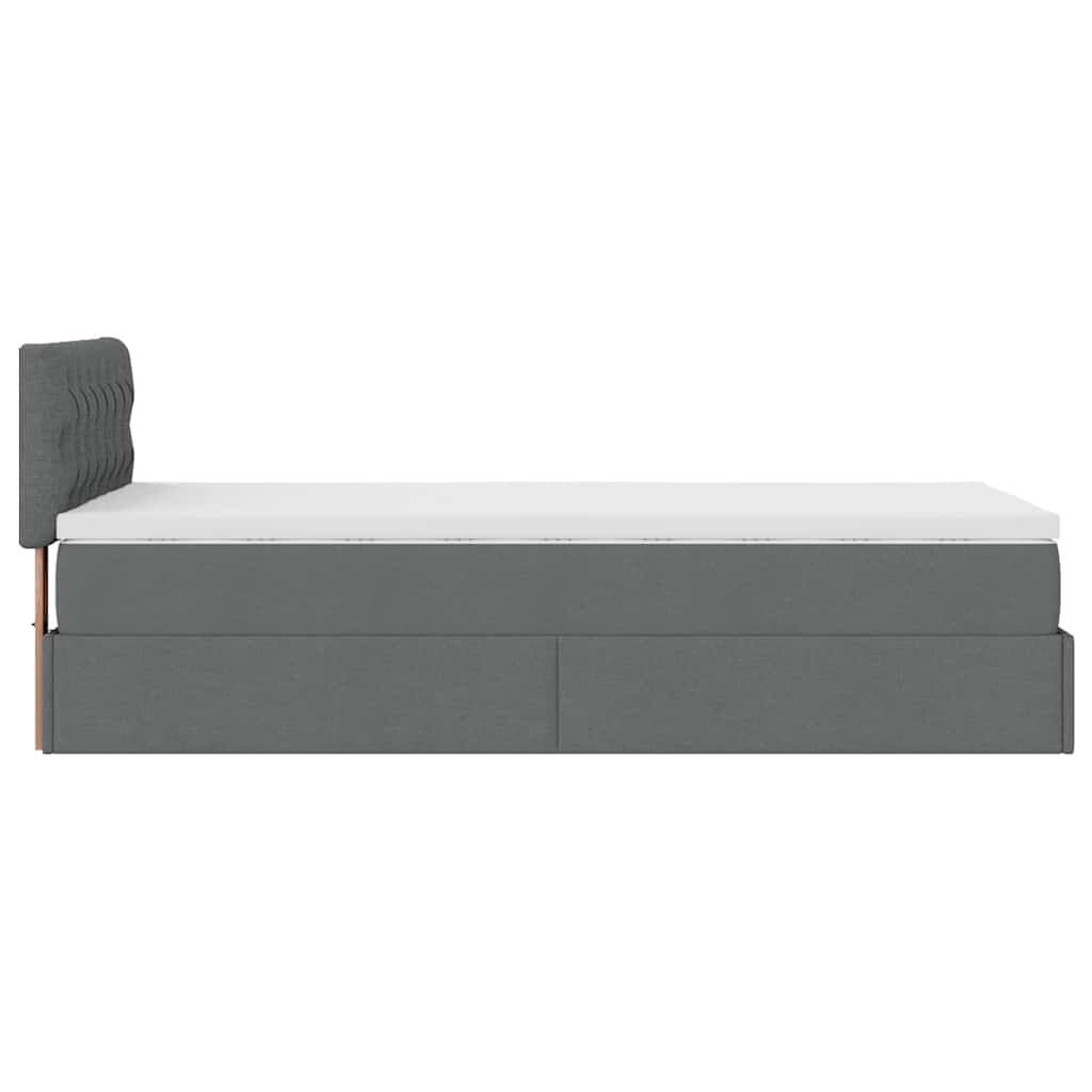 vidaXL Οθωμανικό κρεβάτι με στρώμα σκούρο γκρι 90x190cm ύφασμα