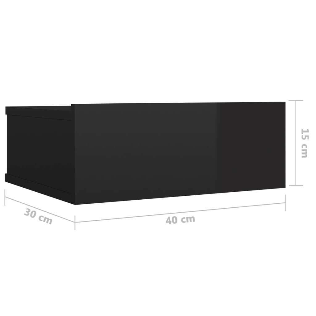 vidaXL Κομοδίνο Κρεμαστό Γυαλιστερό Μαύρο 40x30x15 εκ. από Επεξ. Ξύλο