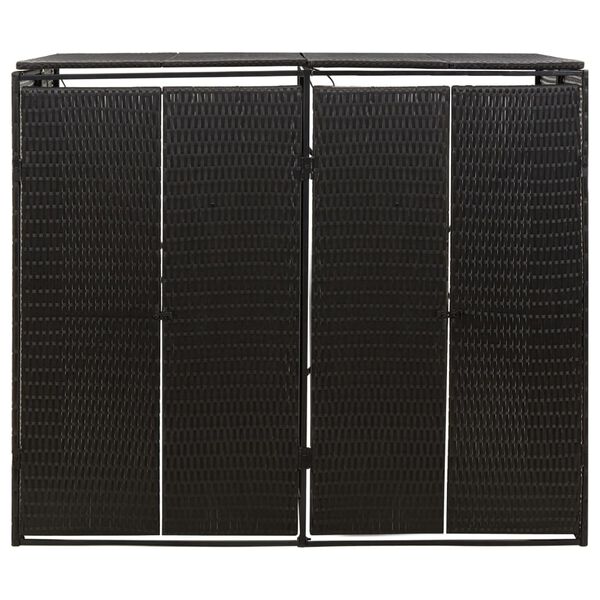 vidaXL Πλαίσιο για Κάδο Απορρ. με Ρόδες Μαύρο 140x80x117εκ Συνθ. Ρατάν