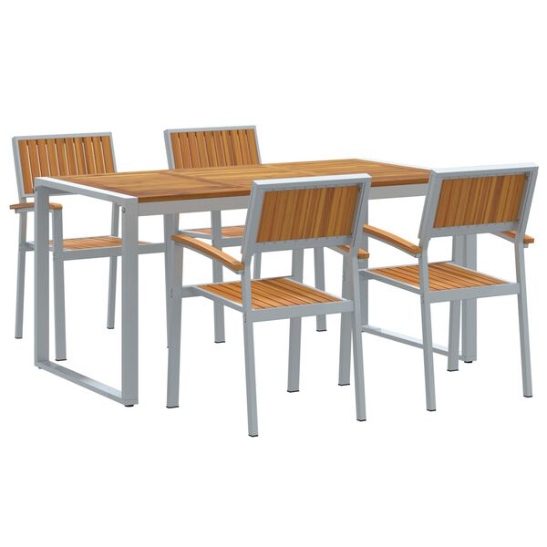 vidaXL Σέτ φαγητού για κήπο 5 pcs Γκρι και καφέ 160 x 80 x 75 cm