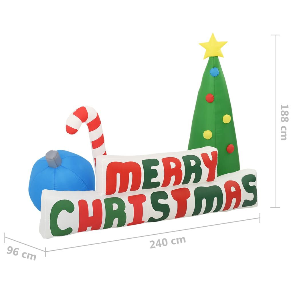 vidaXL Φουσκωτό Δέντρο/Διακοσμητικό «Merry Christmas» LED 240x188 εκ.