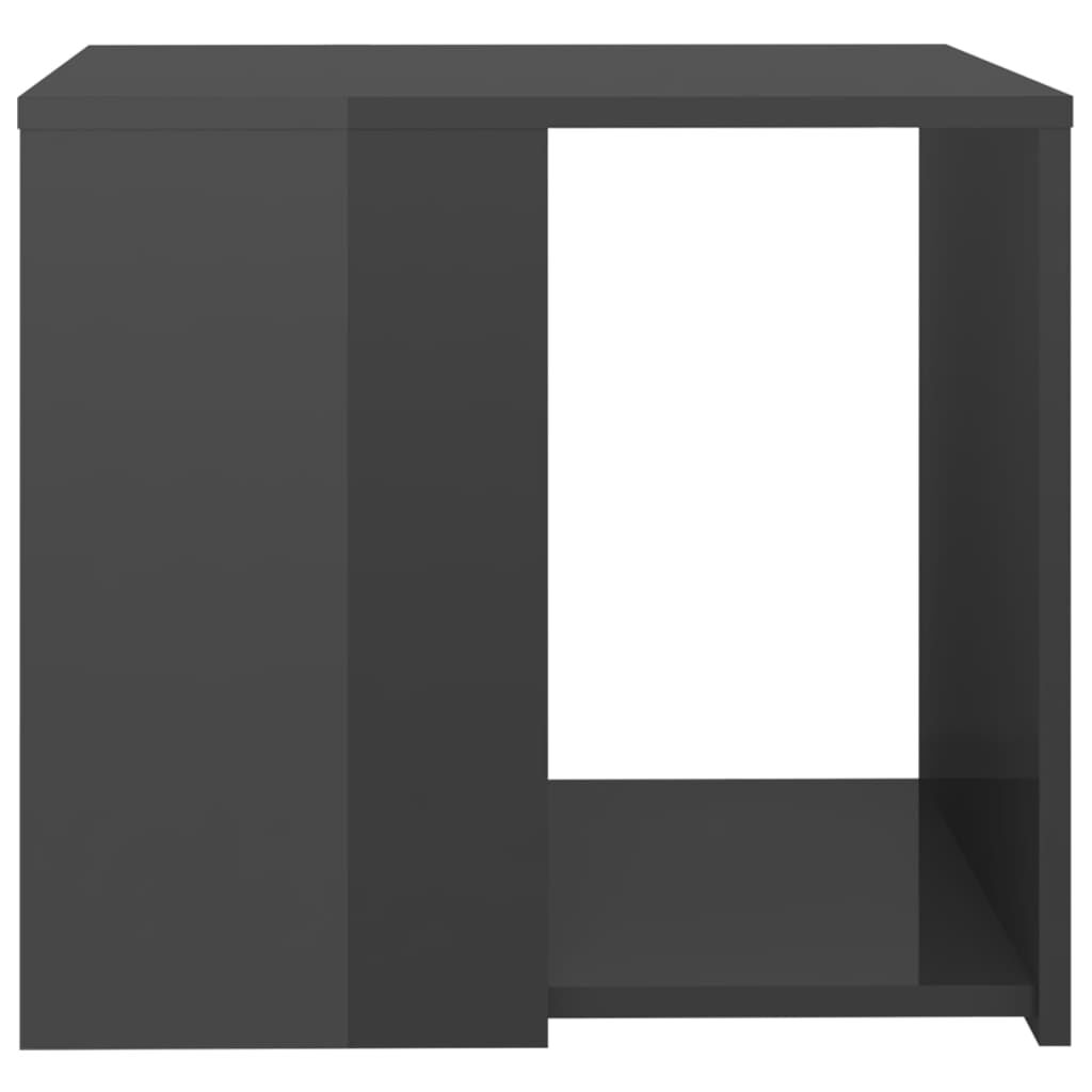 vidaXL Τραπέζι Βοηθητικό Γυαλιστερό Γκρι 50 x 50 x 45 εκ. Επεξ. Ξύλο