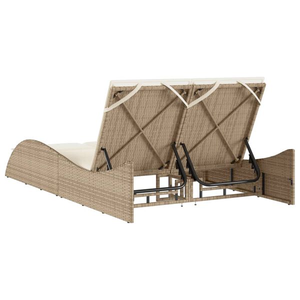 vidaXL Ξαπλώστρα Μπεζ 114x205x73 εκ. από Συνθετικό Ρατάν με Μαξιλάρι