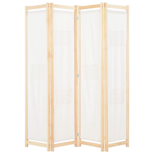 vidaXL Διαχωριστικό Δωματίου με 4 Πάνελ Κρεμ 160x170x4 εκ. Υφασμάτινο