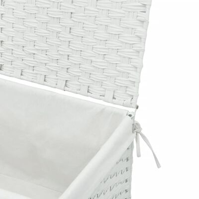 vidaXL Καλάθι Πλυντηρίου με Καπάκι Λευκό 55,5 x 35 x 34εκ. Συνθ. Ρατάν