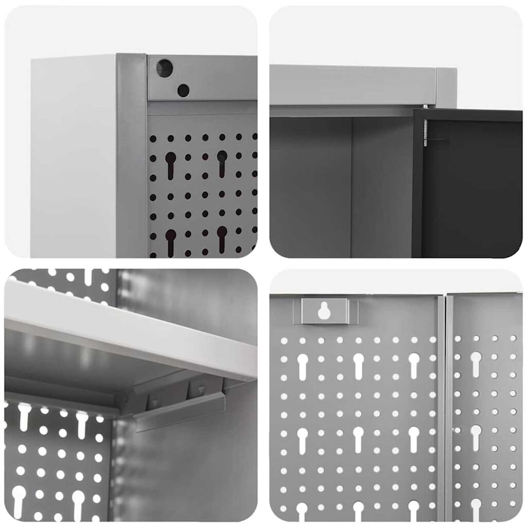 vidaXL Ντουλάπα εργαλείων με συρτάρι 12 pcs Μαύρο 255 x 55 x 220 εκ
