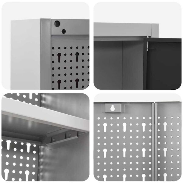 vidaXL Ντουλάπα εργαλείων με συρτάρι 12 pcs Μαύρο 255 x 55 x 220 εκ