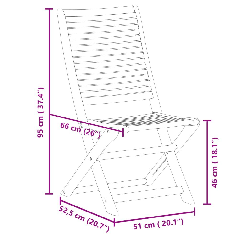 vidaXL Καρέκλες Κήπου Πτυσσόμενες 6 τεμ. 51x66x95 εκ. Μασίφ Ακακία