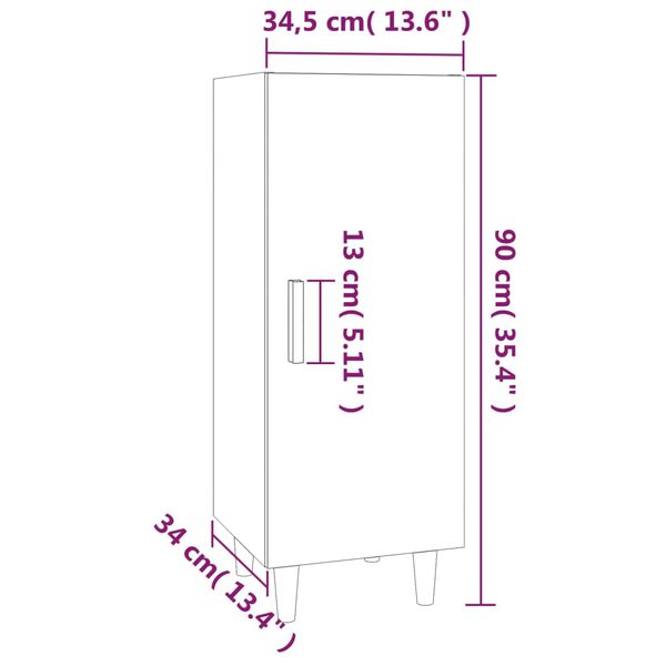 vidaXL Ντουλάπι Καφέ Δρυς 34,5 x 34 x 90 εκ. Επεξεργασμένο Ξύλο