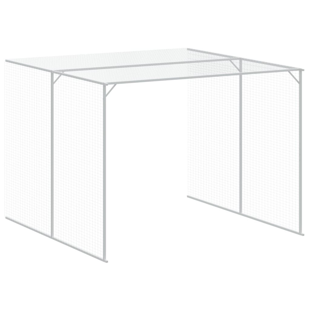 vidaXL Σπιτάκι Σκύλου με Αυλή Ανθρακί 214x457x181 εκ. Γαλβαν. Χάλυβας