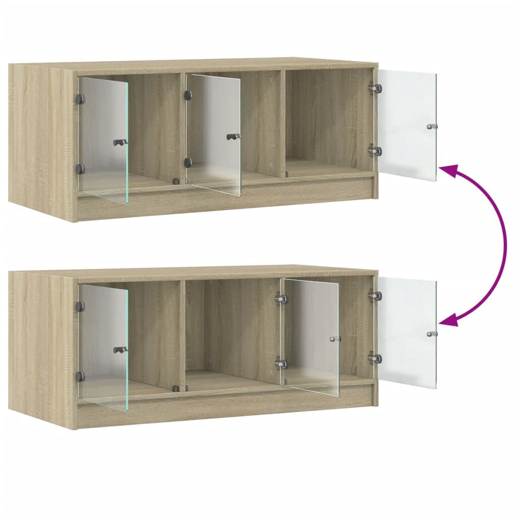 vidaXL Τραπεζάκι Σαλονιού Sonoma Δρυς 102x50x42 εκ. με Γυάλινες Πόρτες