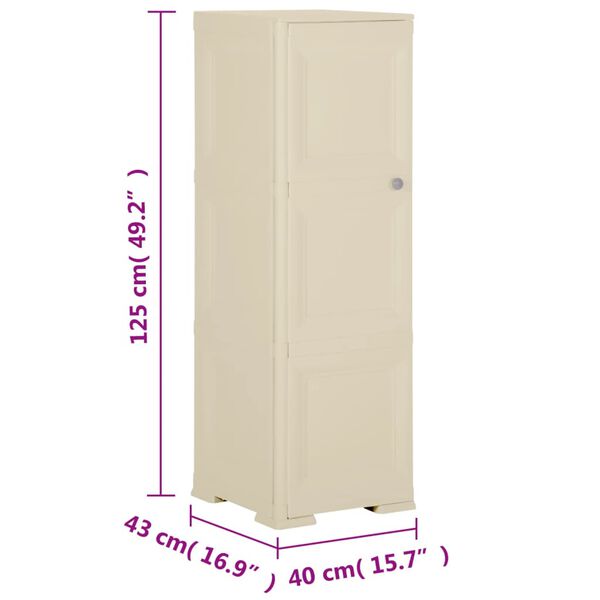 vidaXL Πλαστικό Ντουλάπι Angora Λευκό 40 x 43 x 125εκ. με Σχέδιο Ξύλου