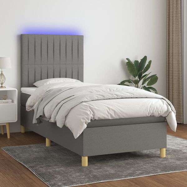 vidaXL &Kappa;&rho;&epsilon;&beta;ά&tau;&iota; Boxspring &mu;&epsilon; &Sigma;&tau;&rho;ώ&mu;&alpha; & LED &Sigma;&kappa;.&Gamma;&kappa;&rho;&iota; 100x200 &epsilon;&kappa; &Upsilon;&phi;&alpha;&sigma;&mu;ά&tau;&iota;&nu;&omicron;