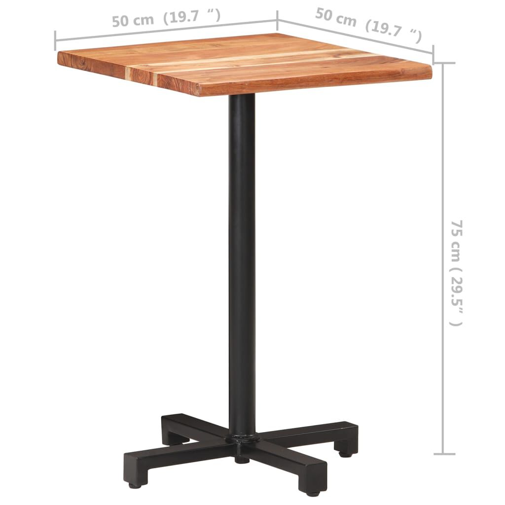 vidaXL Τραπέζι Bistro Live Edge 50x50x75 εκ. από Μασίφ Ξύλο Ακακίας