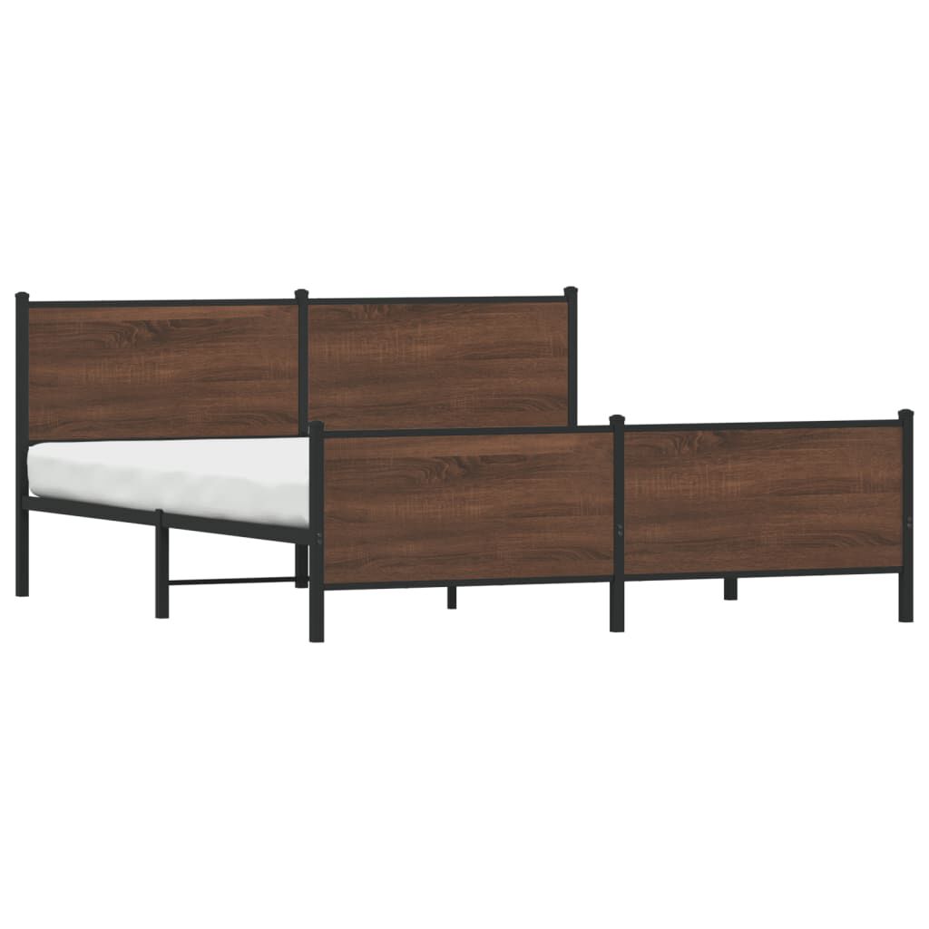vidaXL Σκελετός Κρεβ. Χωρίς Στρώμα Καφέ Δρυς 193x203 εκ. Μεταλλικό