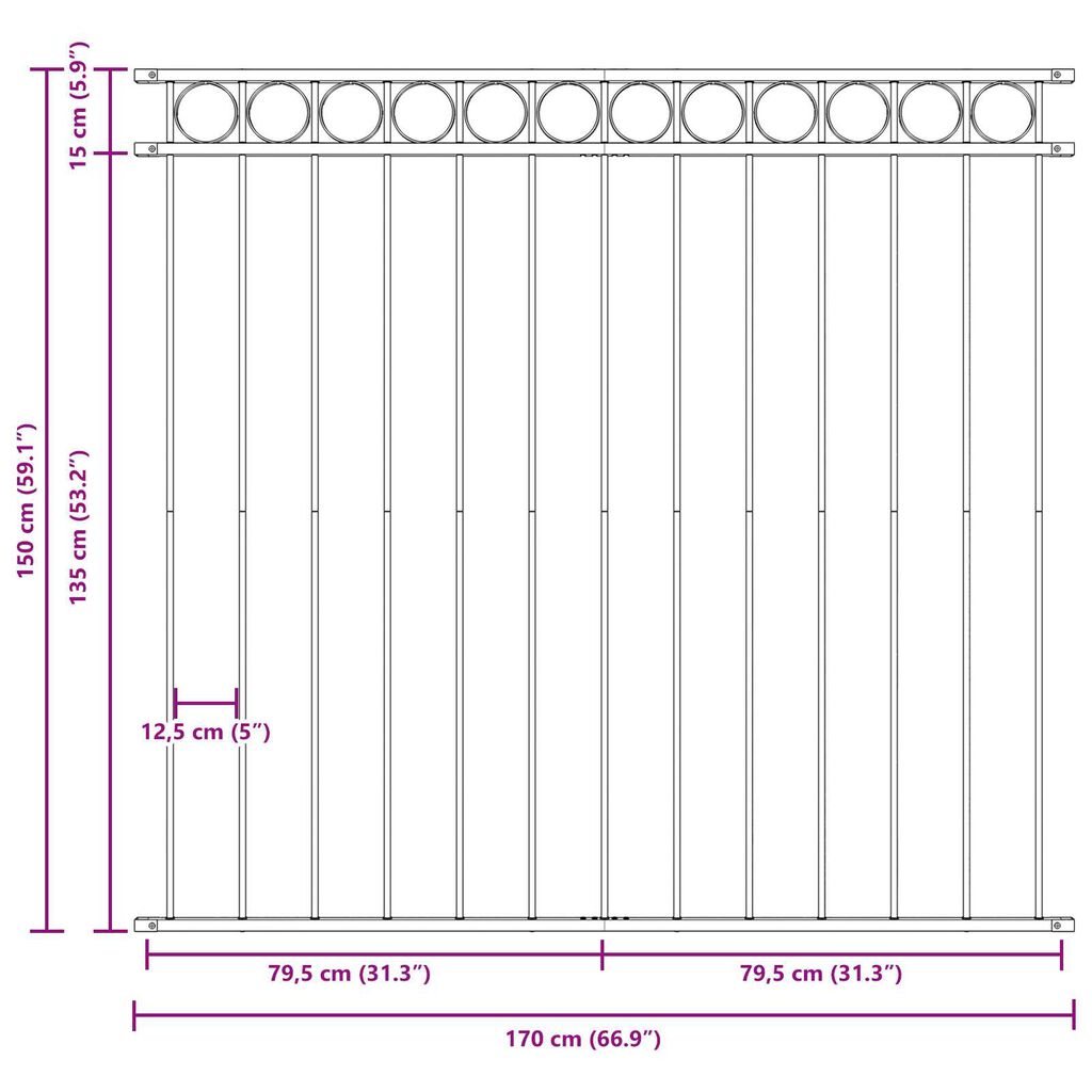 vidaXL Πίνακας Φράχτη Λευκό 1,7x1,5 μ Μέταλλο