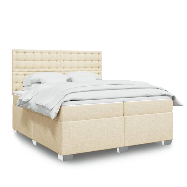 vidaXL &Kappa;&rho;&epsilon;&beta;ά&tau;&iota; Boxspring &mu;&epsilon; &Sigma;&tau;&rho;ώ&mu;&alpha; &Kappa;&rho;&epsilon;&mu; 200x200 &epsilon;&kappa;. &Upsilon;&phi;&alpha;&sigma;&mu;ά&tau;&iota;&nu;&omicron;