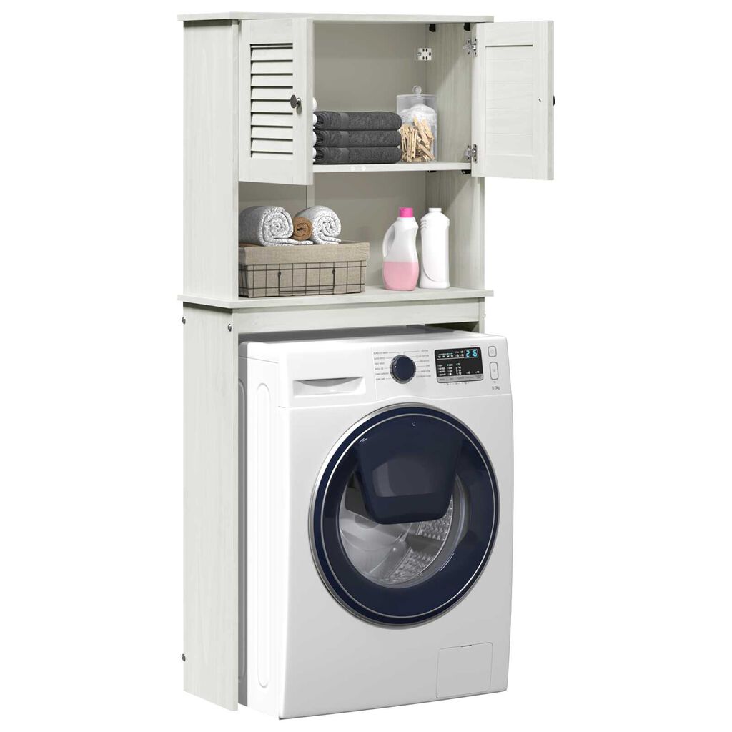 vidaXL Ντουλάπα Πλυντηρίου Λευκό 72.5 x 27 x 161 εκ Μασίφ ξύλο πεύκου