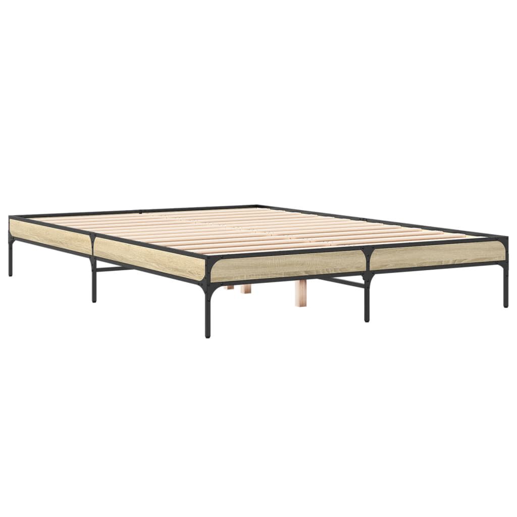 vidaXL Πλαίσιο Κρεβατιού Sonoma Δρυς 160x200 εκ. Επεξ. Ξύλο & Μέταλλο