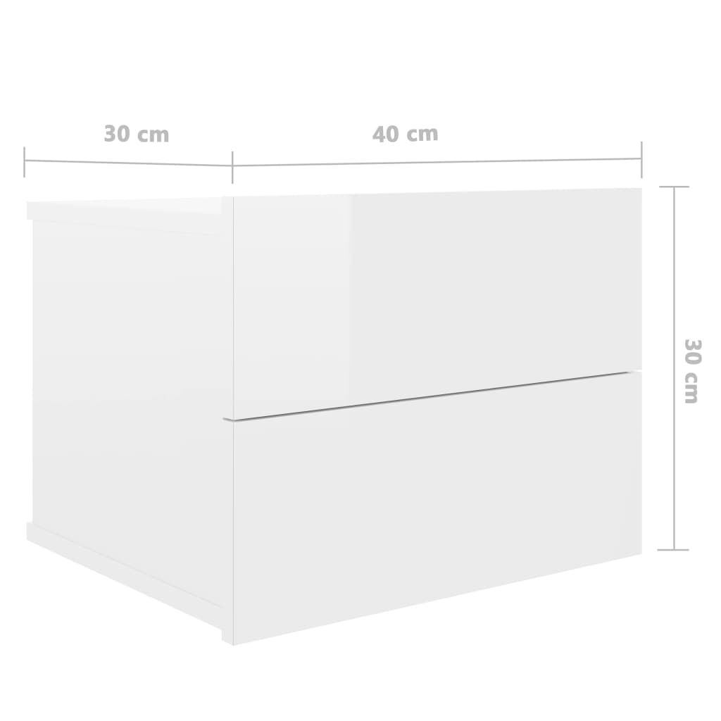 vidaXL Κομοδίνα 2 τεμ. Γυαλιστερό Λευκό 40x30x30 εκ. από Επεξ. Ξύλο