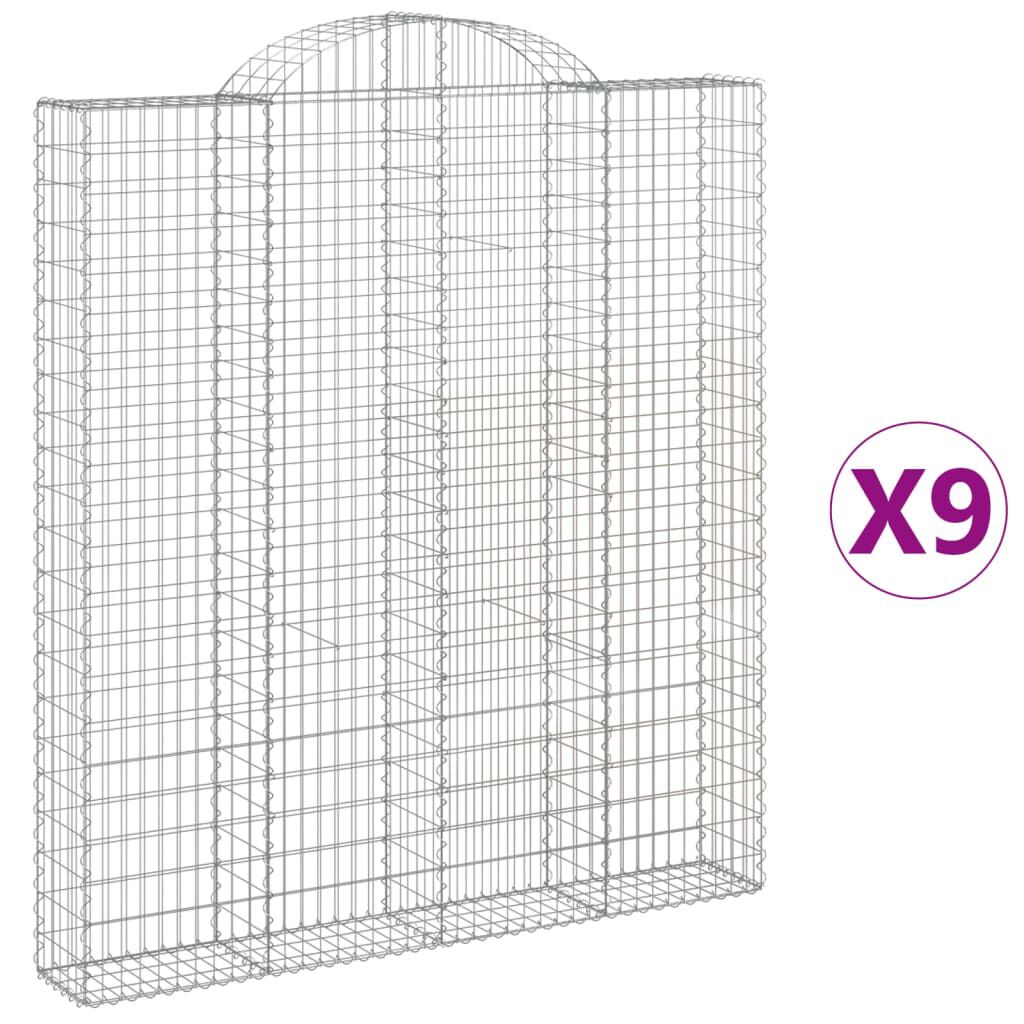 vidaXL Συρματοκιβώτια Τοξωτά 9 τεμ. 200x30x220/240 εκ. Γαλβαν. Ατσάλι