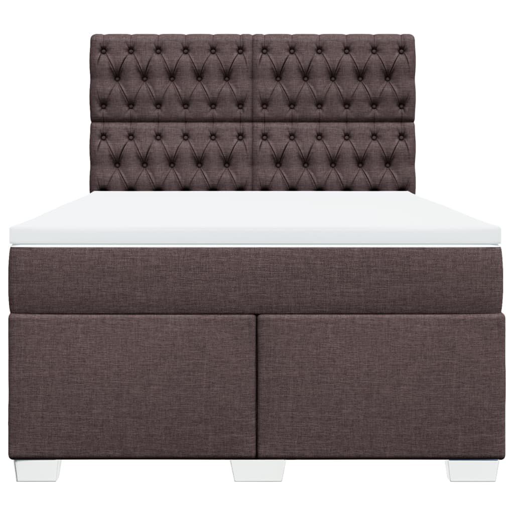 vidaXL Κρεβάτι Boxspring με Στρώμα Σκούρο Καφέ 140x190 εκ. Υφασμάτινο