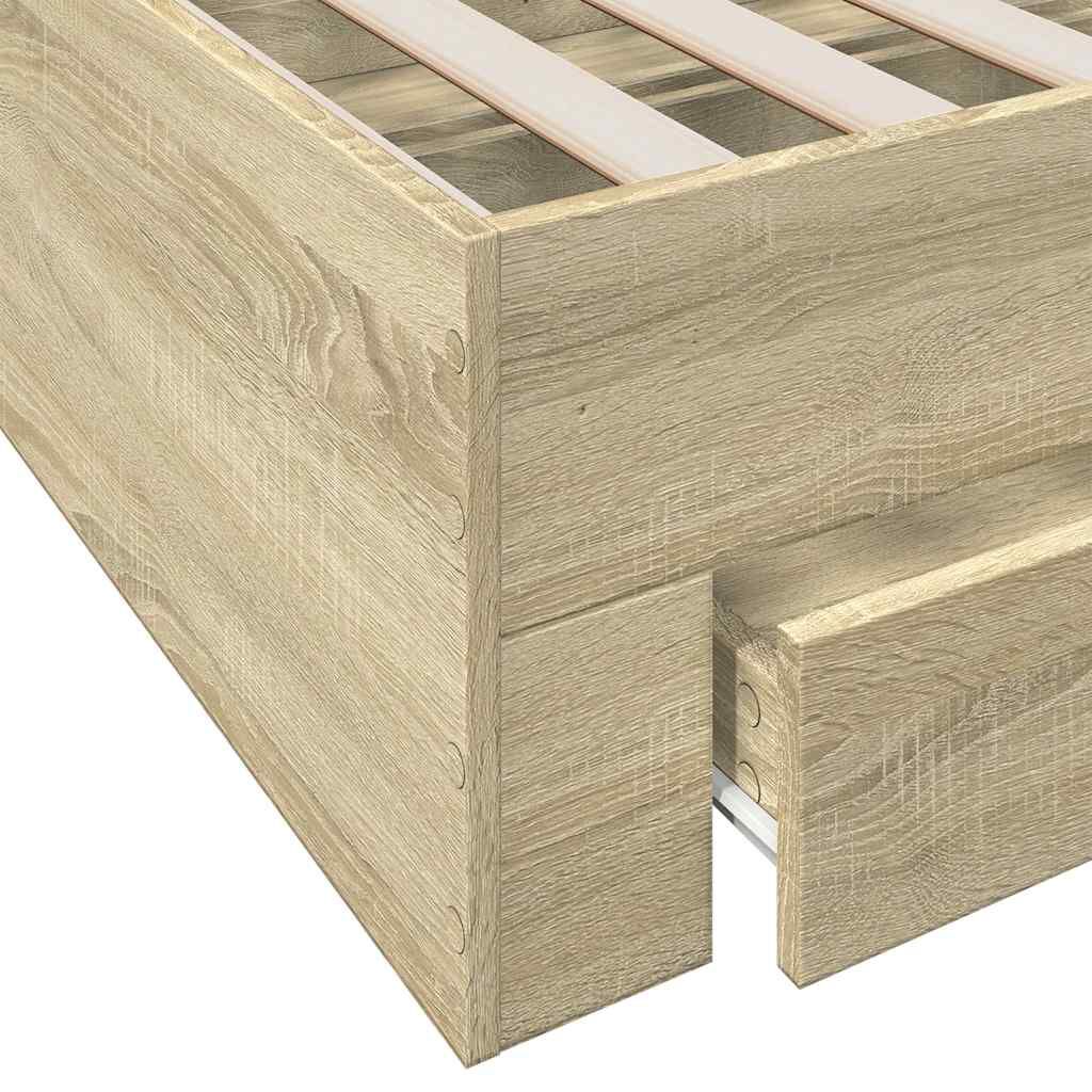 vidaXL Πλαίσιο Κρεβατιού με συρτάρια Sonoma Δρυς 135x190εκ. Επεξ. Ξύλο