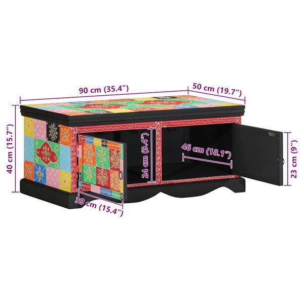 vidaXL Τραπεζάκι σαλονιού πολύχρωμο 90x50x40 cm μασίφ ξύλο Mango