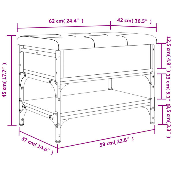 vidaXL Παπουτσοθήκη Καπνιστή Δρυς 62x42x45 εκ. από Επεξεργασμένο Ξύλο