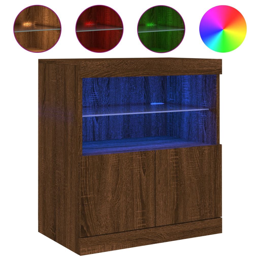 vidaXL Μπουφές με LED Καφέ Δρυς 60 x 37 x 67 εκ.