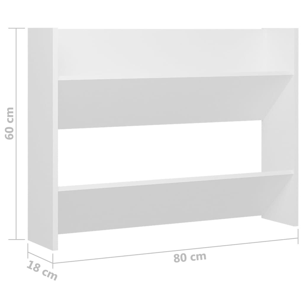 vidaXL Παπουτσοθήκη Τοίχου Λευκή 80 x 18 x 60 εκ. από Επεξ. Ξύλο