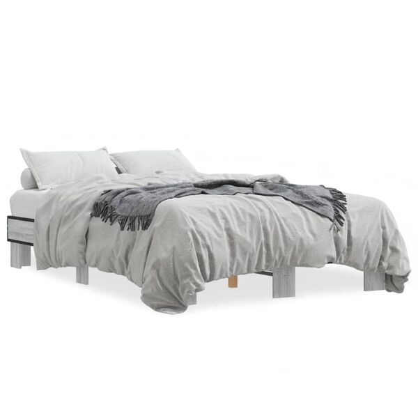 vidaXL Πλαίσιο Κρεβατιού Γκρι Sonoma 140x200 εκ. Επεξ. Ξύλο & Μέταλλο