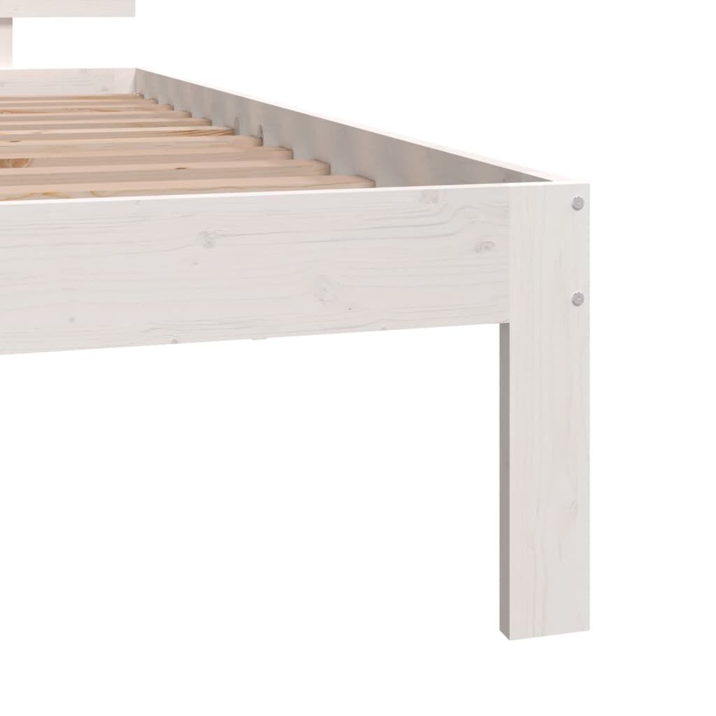 vidaXL Πλαίσιο Κρεβατιού Λευκό 75x190 εκ. Μασίφ Ξύλο Small Single