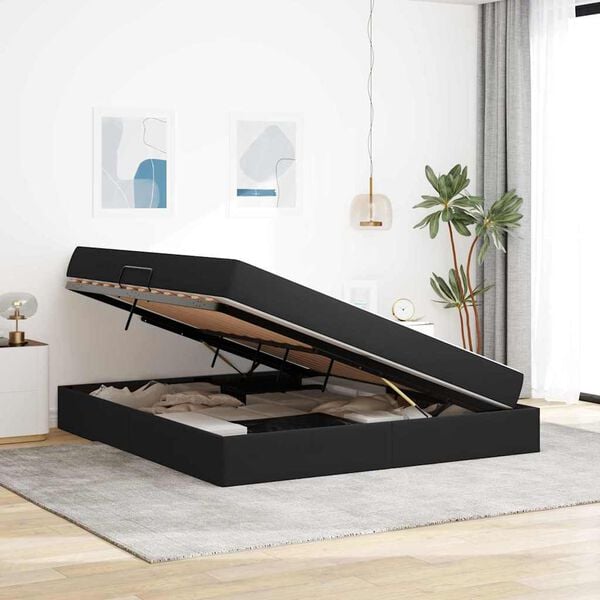 vidaXL Κρεβάτι με αποθηκευτικό χώρο και στρώμα Μαύρο 180 x 200 cm