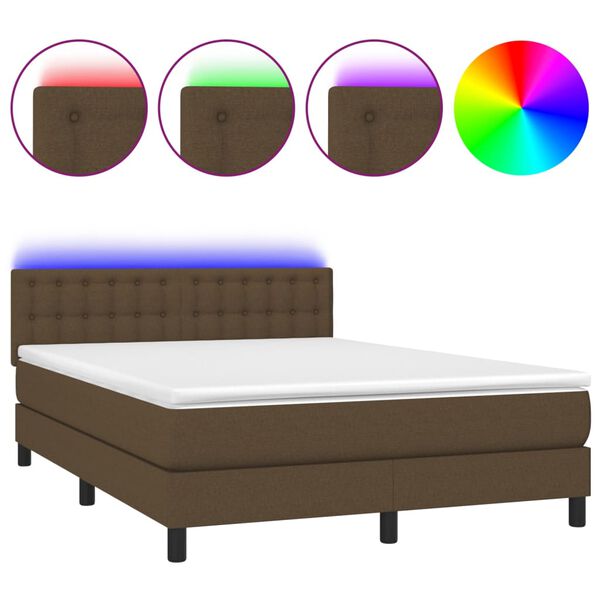 vidaXL &Kappa;&rho;&epsilon;&beta;ά&tau;&iota; Boxspring &mu;&epsilon; &Sigma;&tau;&rho;ώ&mu;&alpha; & LED &Sigma;&kappa;.&Kappa;&alpha;&phi;έ 140x190 &epsilon;&kappa; &Upsilon;&phi;&alpha;&sigma;&mu;ά&tau;&iota;&nu;&omicron;